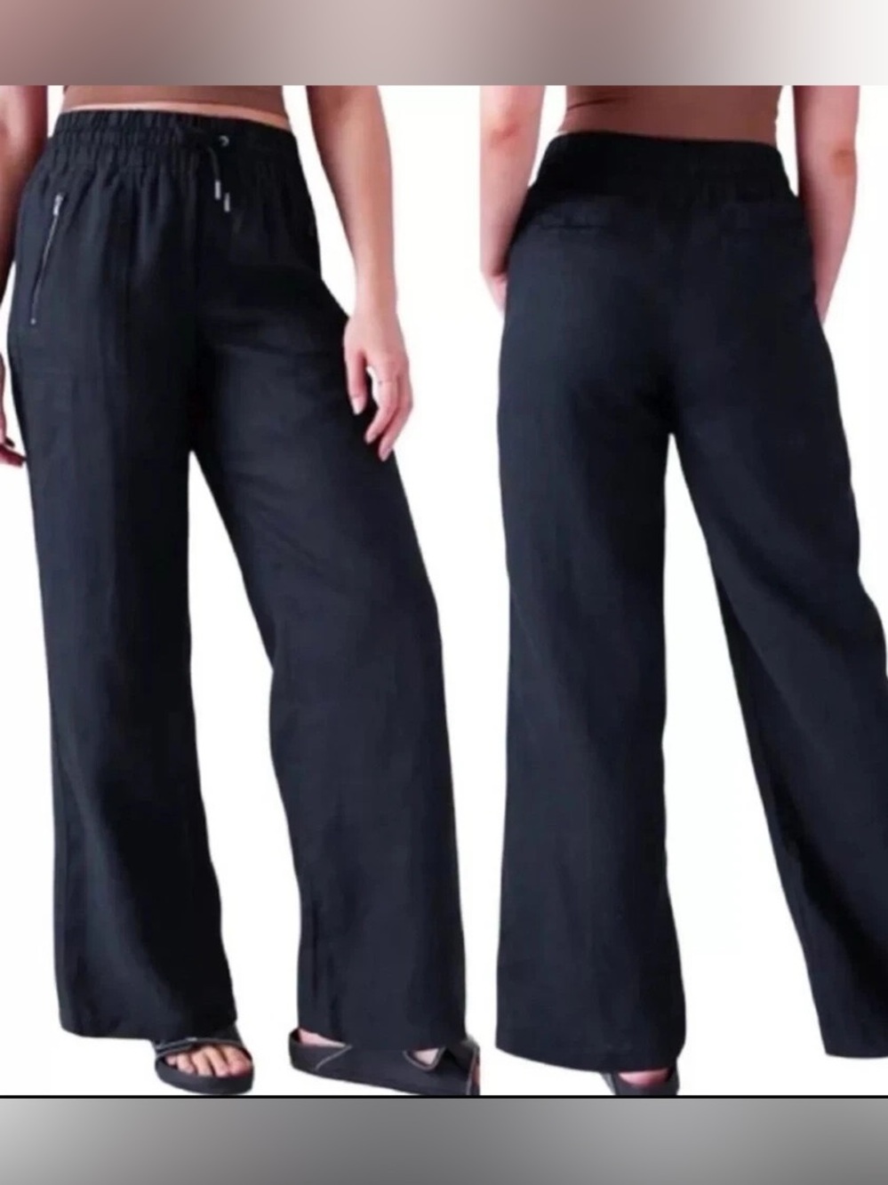 Athleta Cabo Linen Wide Leg 2T Tall Pants